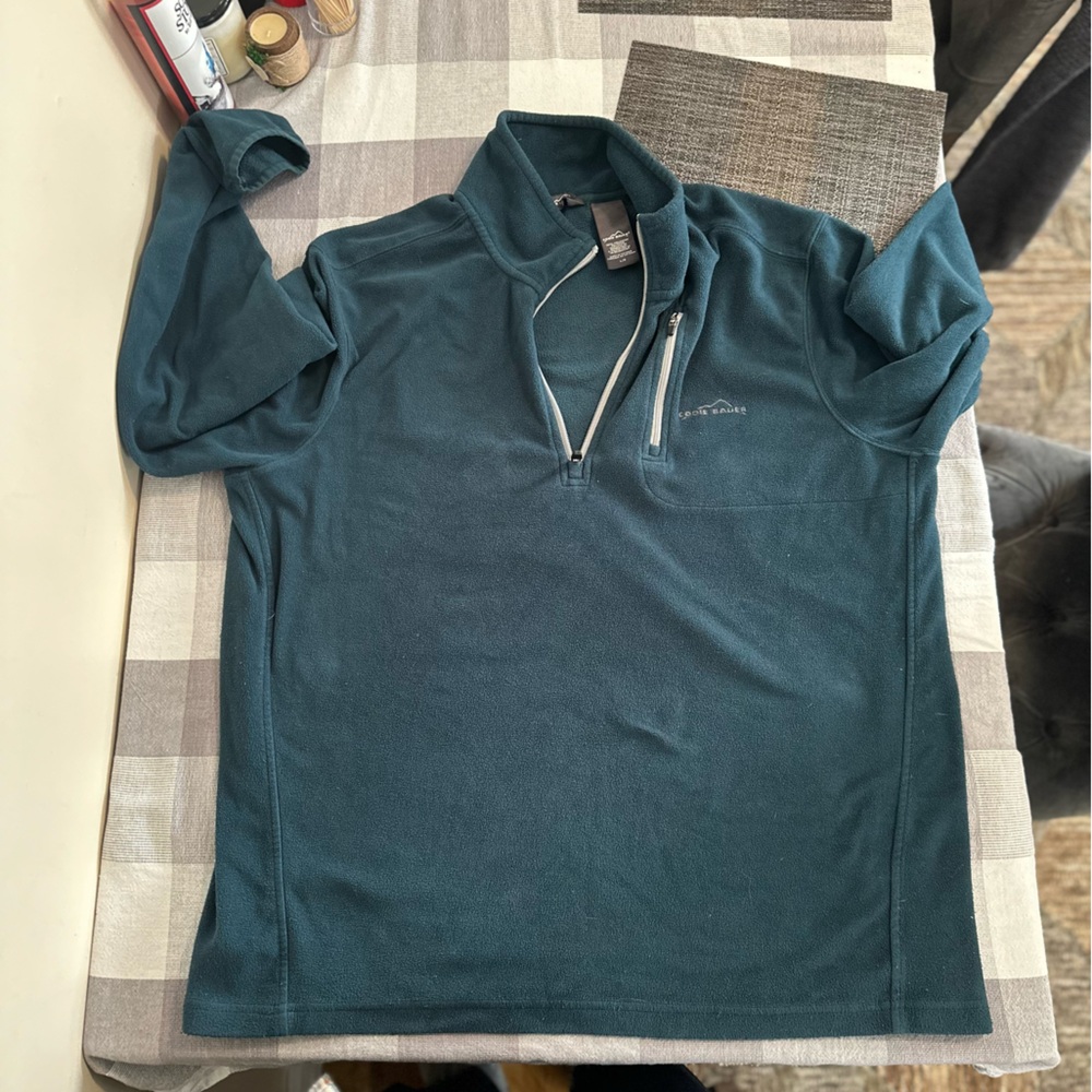 Eddie Bauer Sweater Fleece Pullover 1/4 Zip Dark Teal Men’s Large